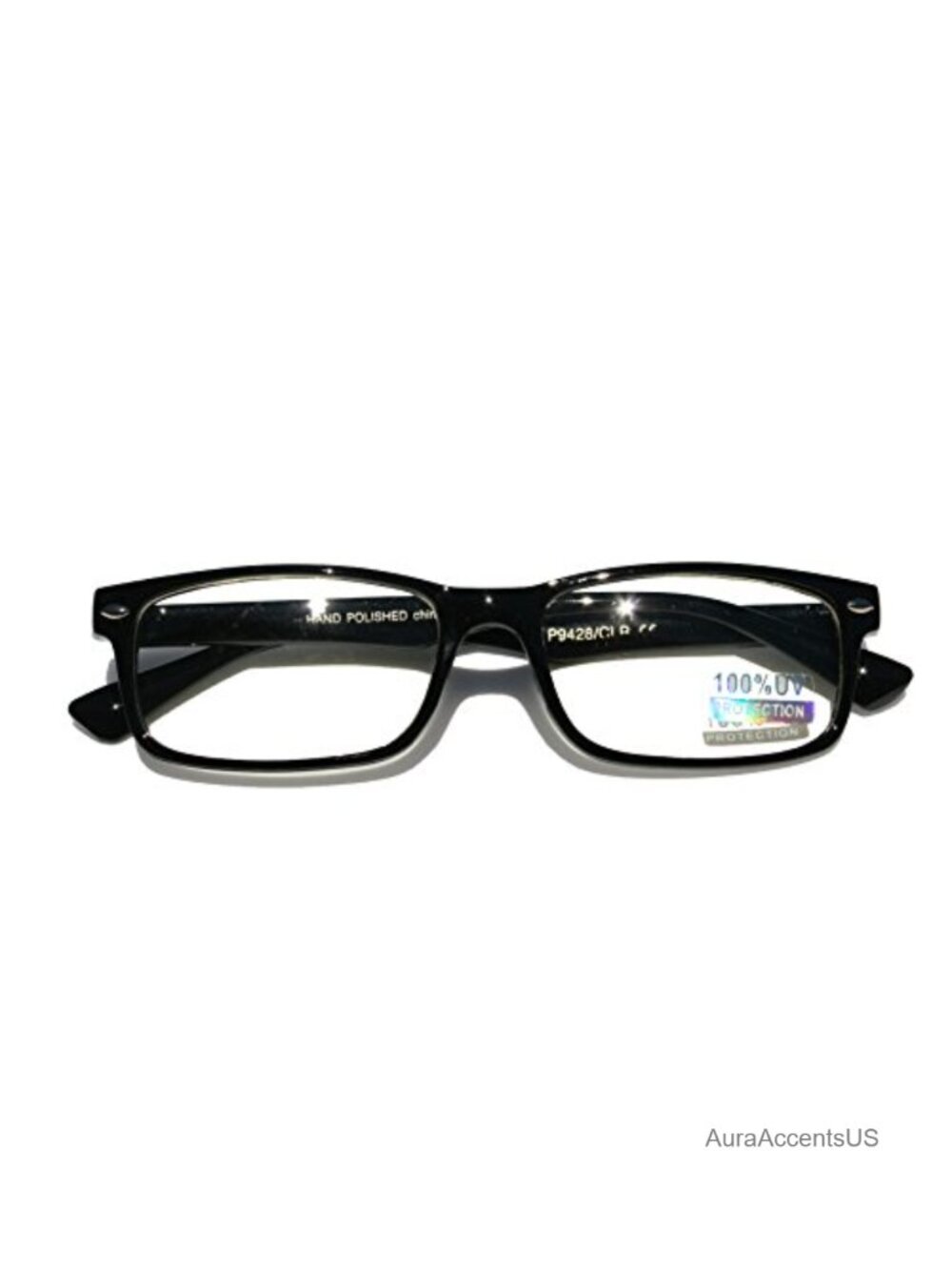 Horned Rim Rectangular Clear Lens Eye Glasses